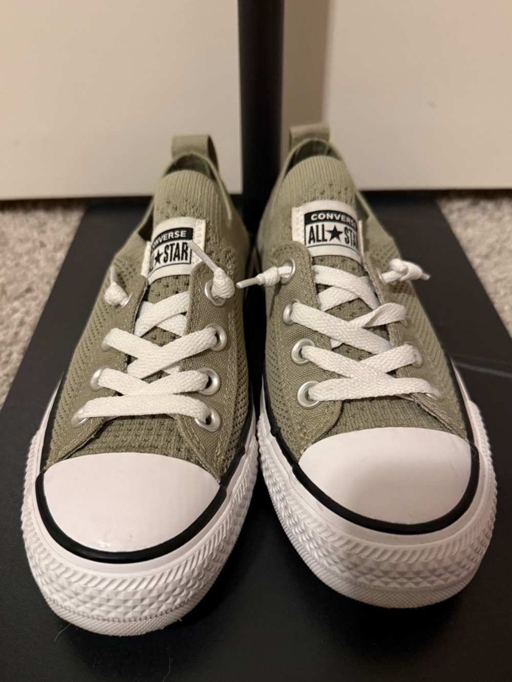 Converse Knit Low Top Sneakers in Olive and White